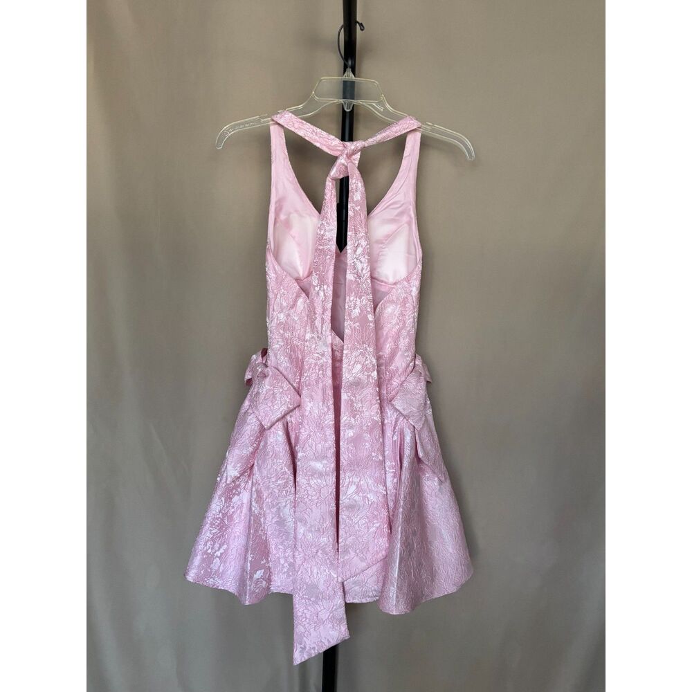 Dillard's Size 0 Pink Floral Jacquard Halter Mini Dress